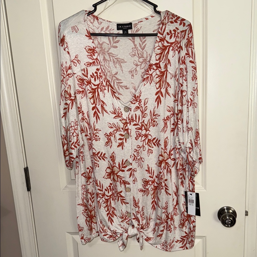 I.N. Studio Red Floral Top
